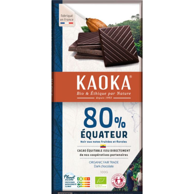 CHOCOLAT NOIR EQUATEUR 80% CACAO 100G | KAOKA | Acheter sur EtiketB...