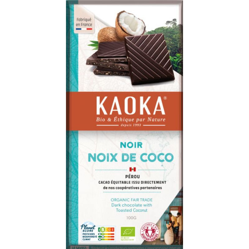 TABLETTE CHOCOLAT NOIR NOIX DE COCO 100G | KAOKA | Acheter sur Etik...