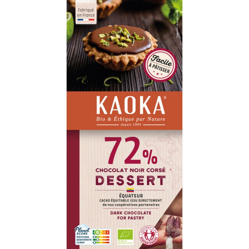 CHOCOLAT NOIR CORSE DESSERT PATISSIER 72% 200GR | KAOKA | Acheter s...