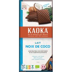Tablette chocolat au lait 38% noix de coco 100g Kaoka  dans votre magasin bio en ligne Etiketbio.eu