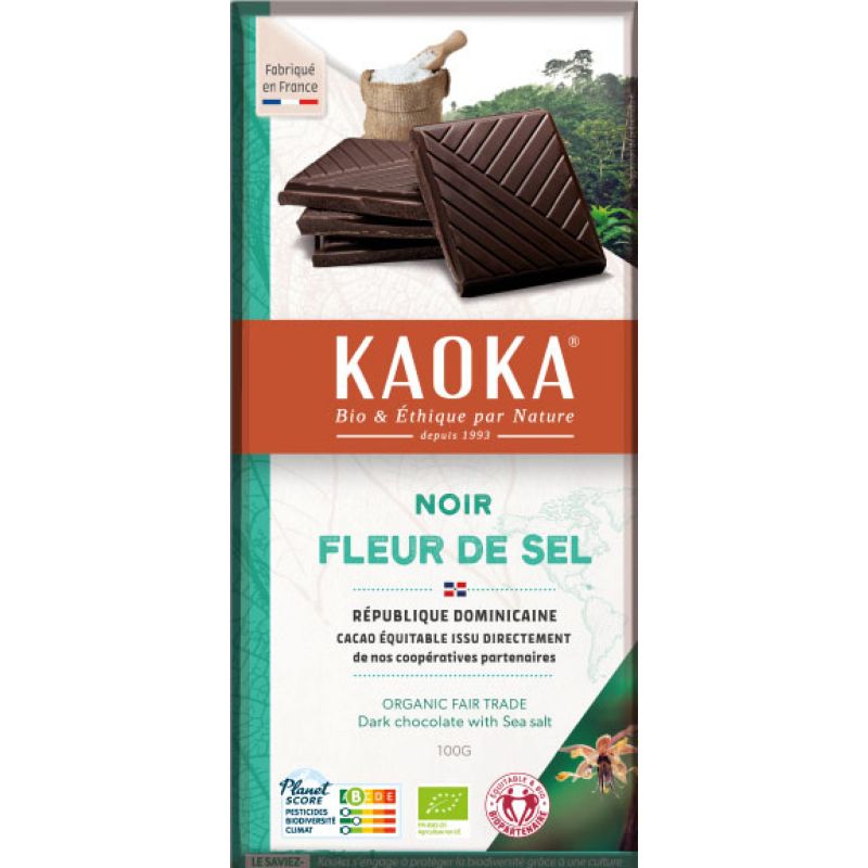 CHOCOLAT NOIR 70% FLEUR DE SEL 100G | KAOKA | Acheter sur EtiketBio.eu