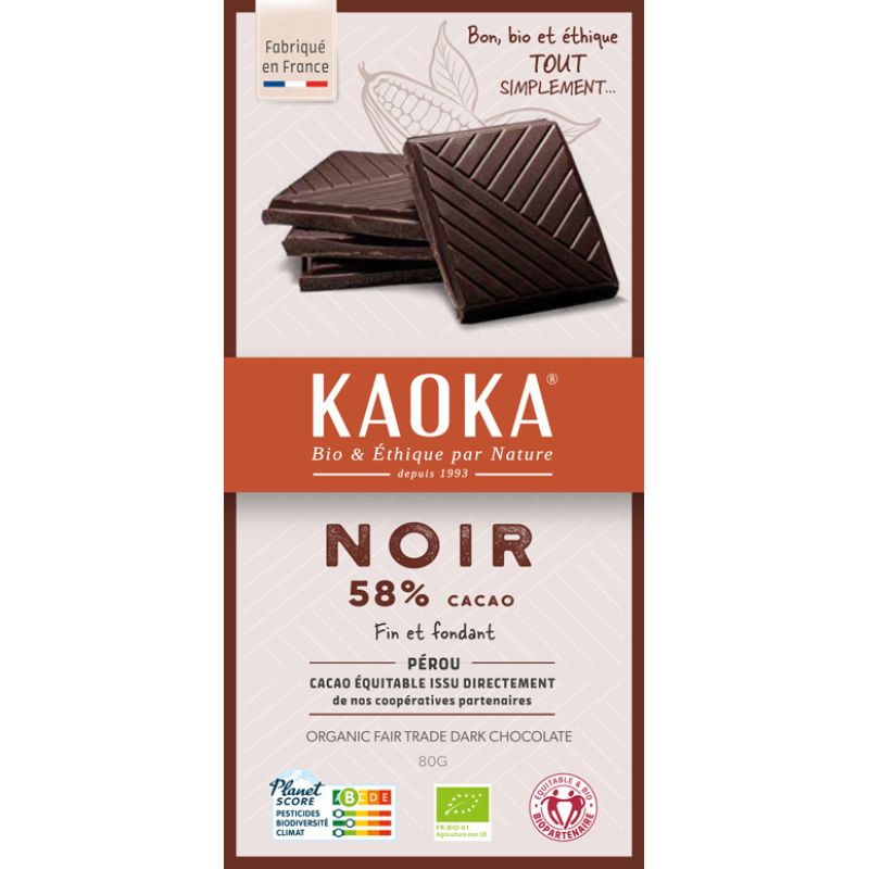 Tablette simply dark (noir 58%) 80g Kaoka dans votre magasin bio en ligne Etiketbio.eu Tablette simply dark (noir 58%) 80g Kaoka dans votre magasin bio en ligne Etiketbio.eu