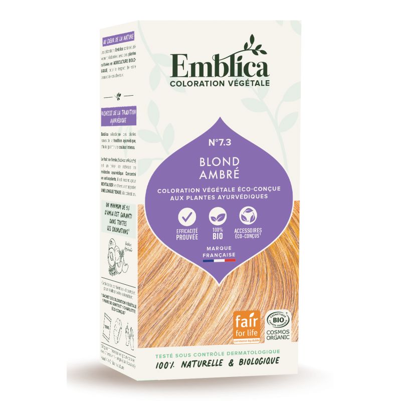 COLORATION VEGETALE 7.3 BLOND AMBRE 100GR | EMBLICA | Acheter sur E...