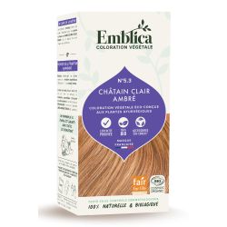 COLORATION VEGETALE 5.3 CHATAIN CLAIR AMBRE 100GR EMBLICA  dans votre magasin bio en ligne Etiketbio.eu