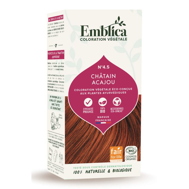 Coloration vegetale 4.5 chatain acajou 400gr Emblica dans votre magasin bio en ligne Etiketbio.eu Coloration vegetale 4.5 chatain acajou 400gr Emblica dans votre magasin bio en ligne Etiketbio.eu