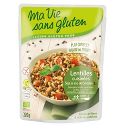 REPAS-LENTILLES CUISINEES CEREALES 220G MA VIE SANS GLUTEN  dans votre magasin bio en ligne Etiketbio.eu