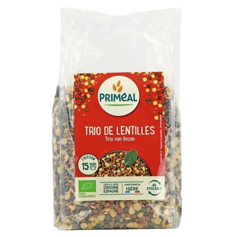 Trio de lentilles 500g Priméal dans votre magasin bio en ligne Etiketbio.eu Trio de lentilles 500g Priméal dans votre magasin bio en ligne Etiketbio.eu
