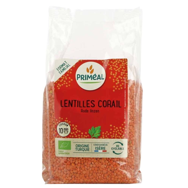 Lentilles corail 1kg Priméal  dans votre magasin bio en ligne Etiketbio.eu