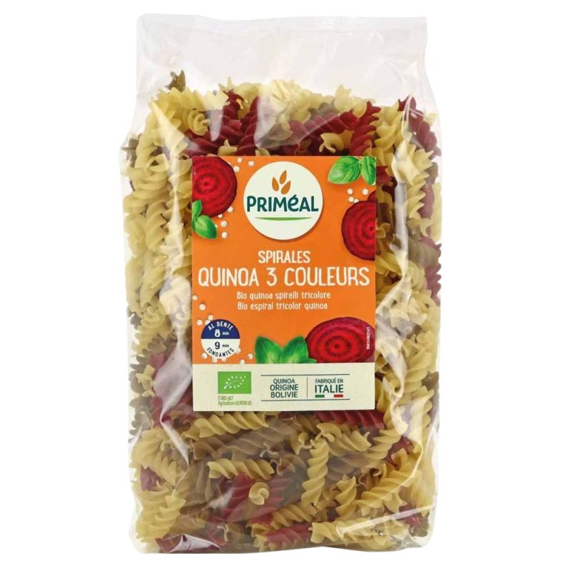 SPIRALES BLE 3 COULEURS AU QUINOA 500G PRIMEAL dans votre magasin bio en ligne Etiketbio.eu SPIRALES BLE 3 COULEURS AU QUINOA 500G PRIMEAL dans votre magasin bio en ligne Etiketbio.eu