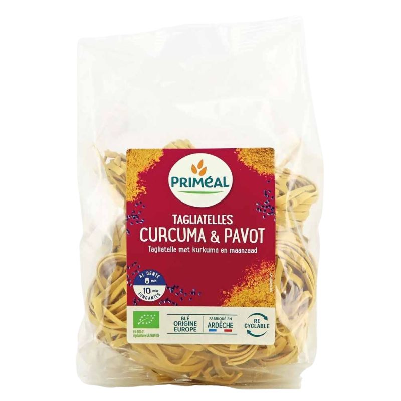 TAGLIATELLES CURCUMA PAVOT 250G | PRIMEAL | Acheter sur EtiketBio.eu