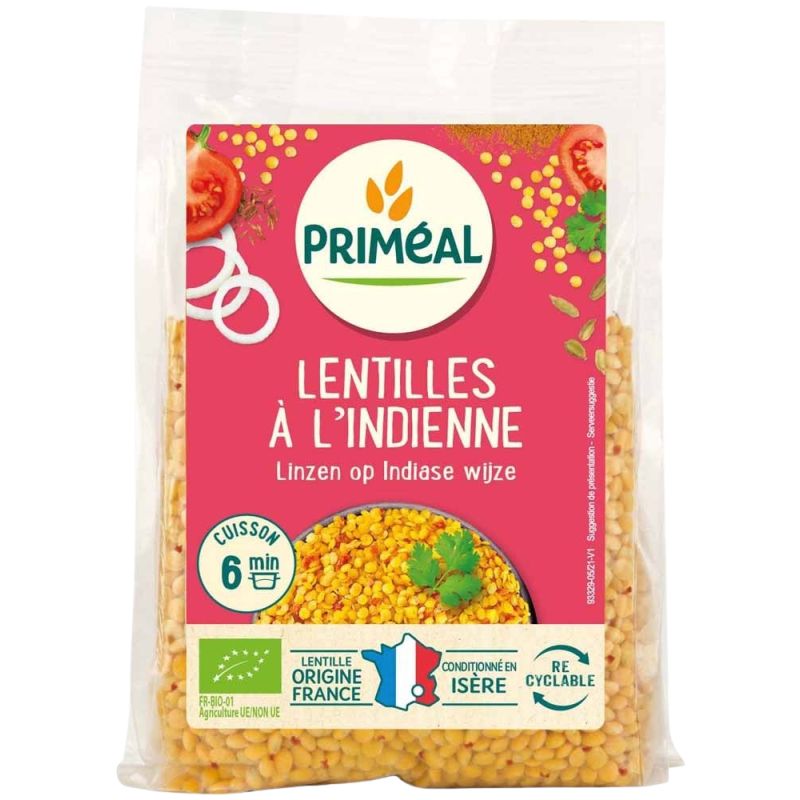 LENTILLES A L'INDIENNE 300GR PRIMEAL  dans votre magasin bio en ligne Etiketbio.eu