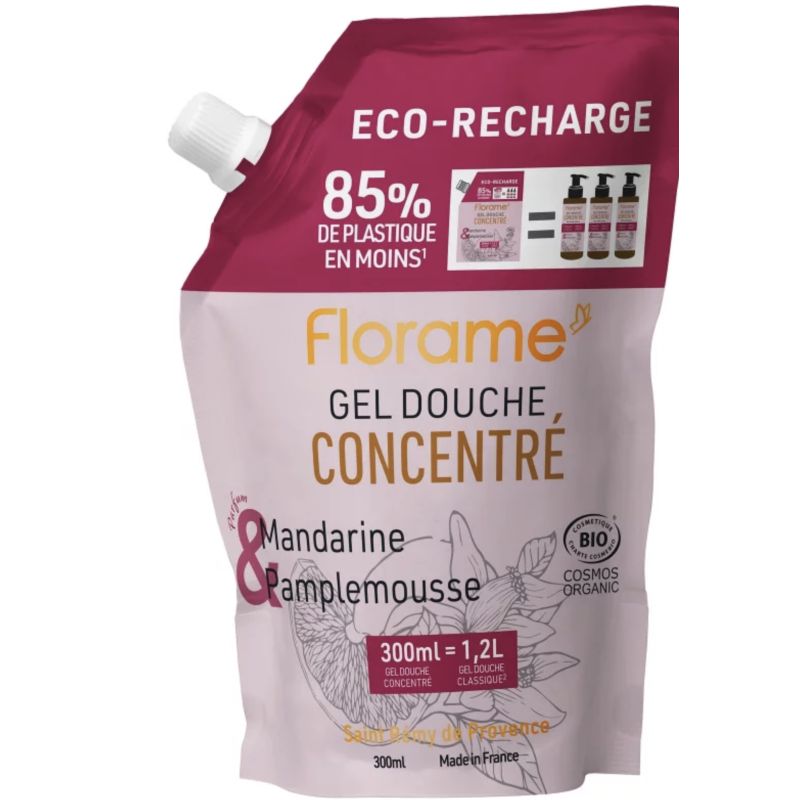 ECORECHARGE GEL DOUCHE MANDARINE PAMPLEMOUSSE 300ML FLORAME dans votre magasin bio en ligne Etiketbio.eu ECORECHARGE GEL DOUCHE MANDARINE PAMPLEMOUSSE 300ML FLORAME dans votre magasin bio en ligne Etiketbio.eu