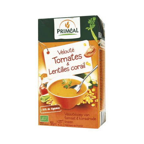 VELOUTE TOMATES ET LENTILLES CORAIL 1L | PRIMEAL | Acheter sur Etik...