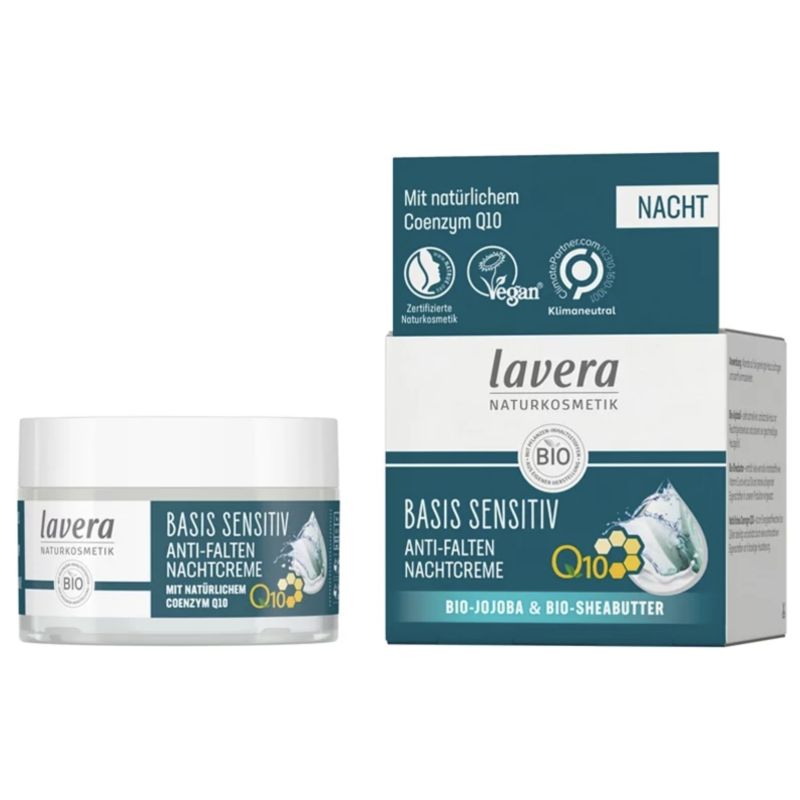 Creme nuit anti rides q10 basis sensitiv 50ml Lavera  dans votre magasin bio en ligne Etiketbio.eu