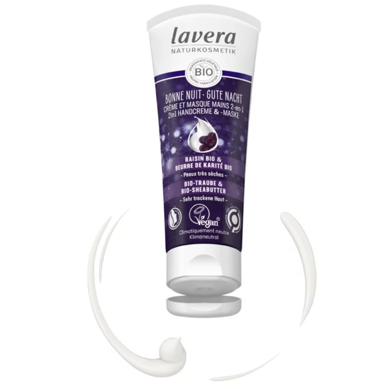 Creme et masque mains bonne nuit 2 en 1 75ml Lavera dans votre magasin bio en ligne Etiketbio.eu Creme et masque mains bonne nuit 2 en 1 75ml Lavera dans votre magasin bio en ligne Etiketbio.eu