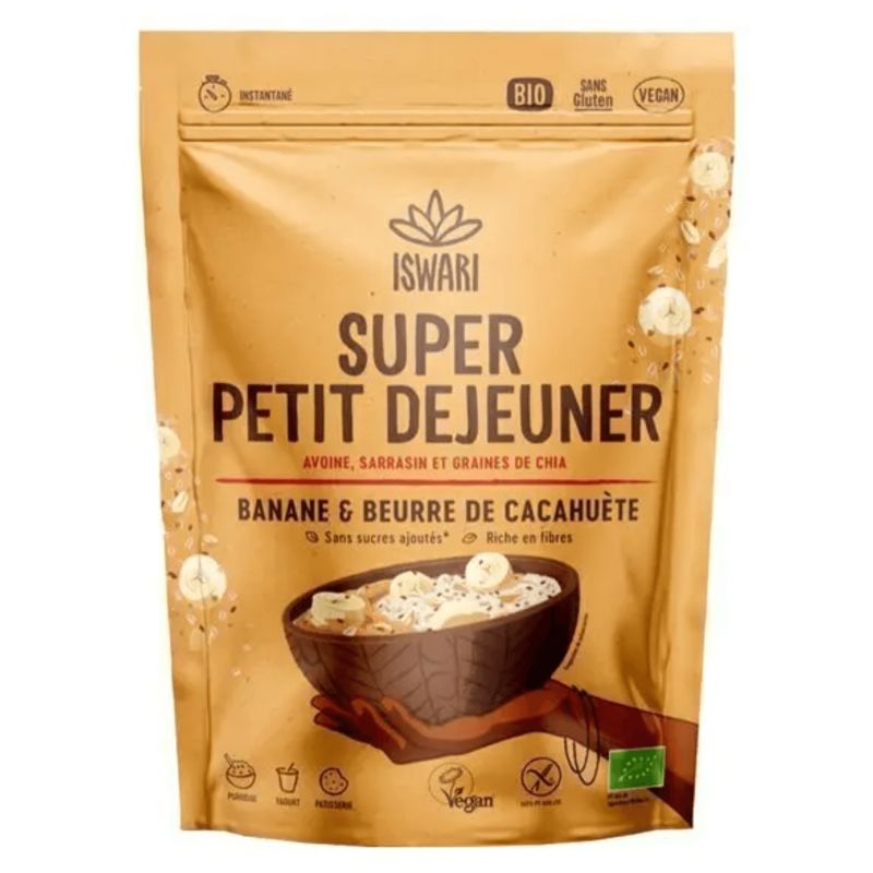 Super petit dejeuner avoine banane beurre cacahuete 360gr Iswari dans votre magasin bio en ligne Etiketbio.eu Super petit dejeuner avoine banane beurre cacahuete 360gr Iswari dans votre magasin bio en ligne Etiketbio.eu