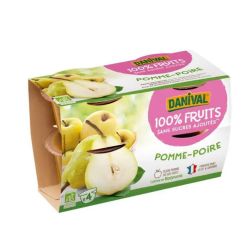 Dessert de fruits pomme poire 100% 4x100 Danival  dans votre magasin bio en ligne Etiketbio.eu