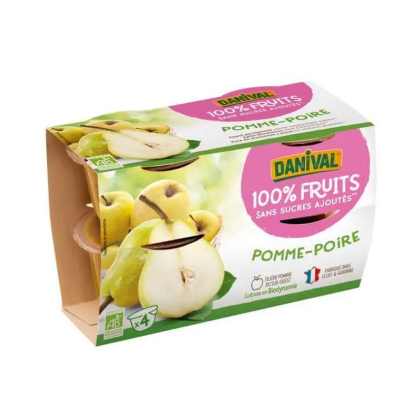 Dessert de fruits pomme poire 100% 4x100 Danival dans votre magasin bio en ligne Etiketbio.eu Dessert de fruits pomme poire 100% 4x100 Danival dans votre magasin bio en ligne Etiketbio.eu