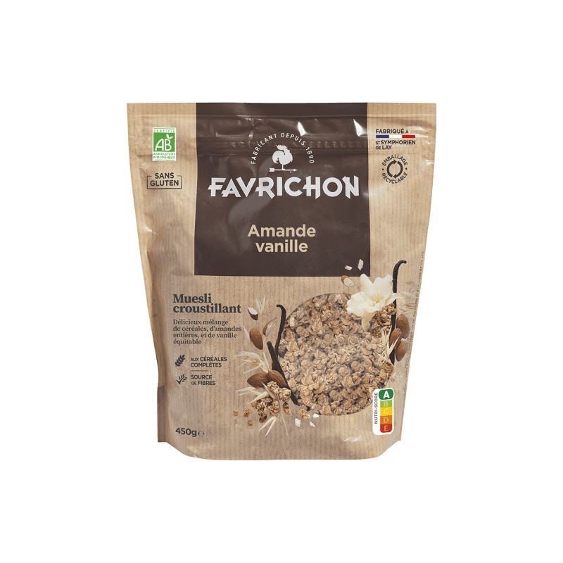 Muesli croustillant amande vanille 450gr Favrichon  dans votre magasin bio en ligne Etiketbio.eu