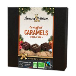 COFFRET CHOCOLAT NOIR 3 CARAMELS 125G SAVEURS ET NATURE dans votre magasin bio en ligne Etiketbio.eu