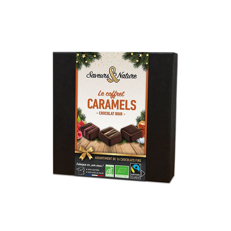 Coffret chocolat noir 3 caramels 125g Saveurs et Nature dans votre magasin bio en ligne Etiketbio.eu Coffret chocolat noir 3 caramels 125g Saveurs et Nature dans votre magasin bio en ligne Etiketbio.eu