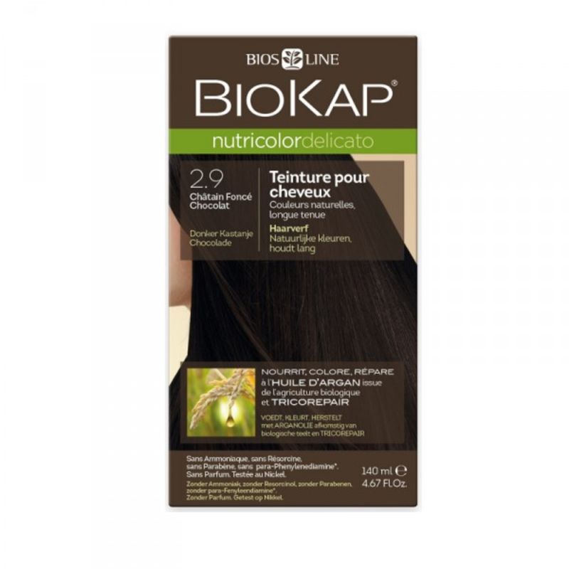Delicato 2.9 chatain fonce chocolat 140ml Biokap  dans votre magasin bio en ligne Etiketbio.eu