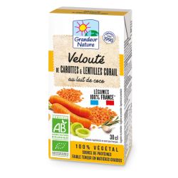 Veloute carottes lentilles coral au lait de coco 30cl Grandeur Nature  dans votre magasin bio en ligne Etiketbio.eu