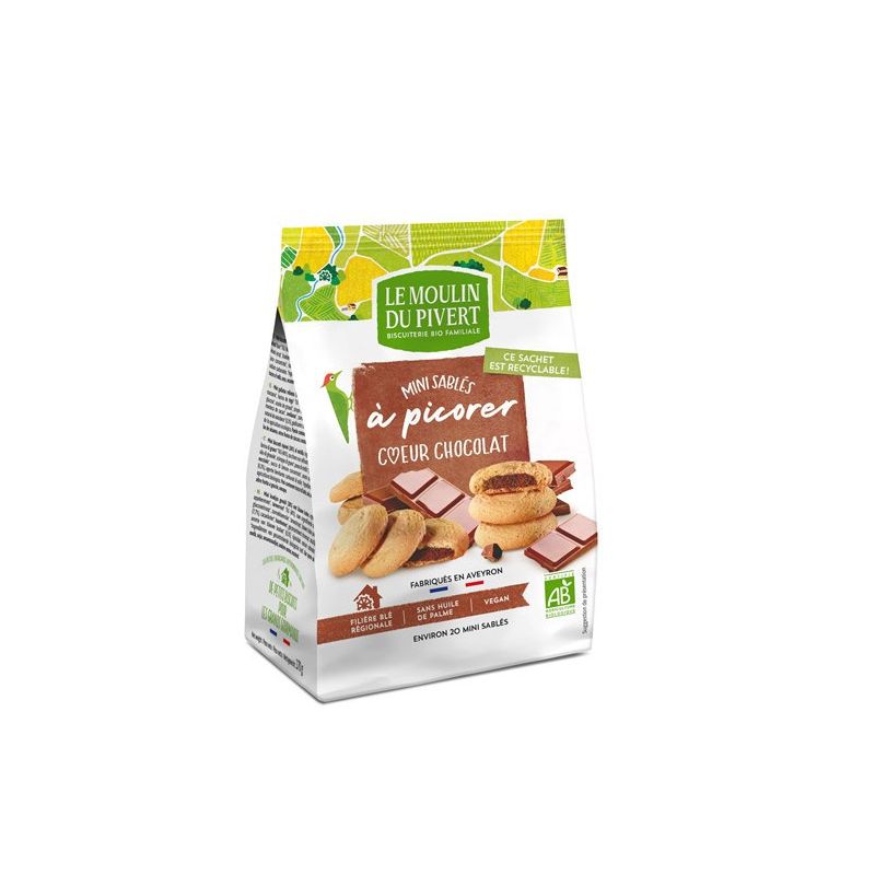 Mini sables coeur chocolat 170gr Moulin du Pivert dans votre magasin bio en ligne Etiketbio.eu Mini sables coeur chocolat 170gr Moulin du Pivert dans votre magasin bio en ligne Etiketbio.eu