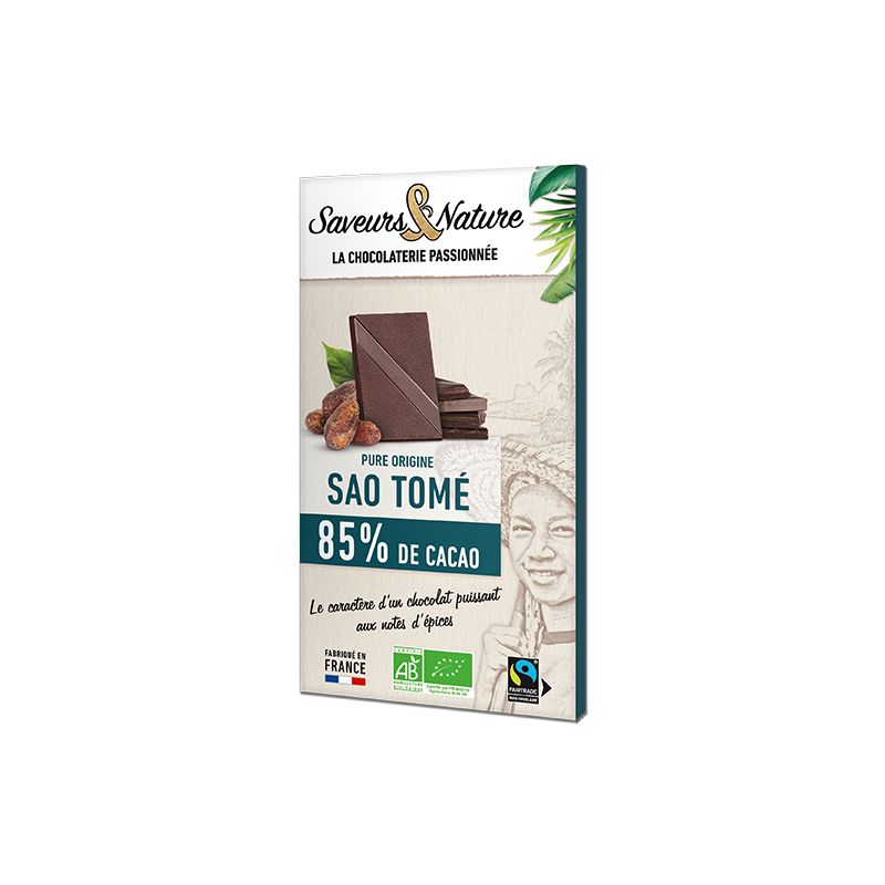 CHOCOLAT NOIR 85% SAO TOME 80GR | SAVEURS ET NATURE | Acheter sur E...