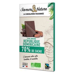 Chocolat noir 70% republique dominicaine 80gr Saveurs et Nature  dans votre magasin bio en ligne Etiketbio.eu