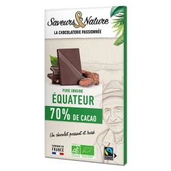 Chocolat noir 70% de cacao equateur 80gr Saveurs et Nature  dans votre magasin bio en ligne Etiketbio.eu