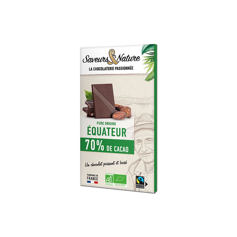Chocolat noir 70% de cacao equateur 80gr Saveurs et Nature  dans votre magasin bio en ligne Etiketbio.eu