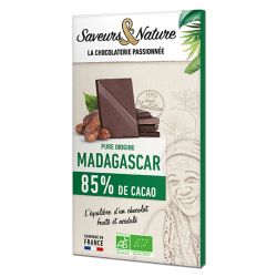 CHOCOLAT NOIR 85% MADAGASCAR 80GR | SAVEURS ET NATURE | Acheter sur...