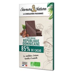 CHOCOLAT NOIR 85% REPUBLIQUE DOMINICAINE 80GR | SAVEURS ET NATURE |...