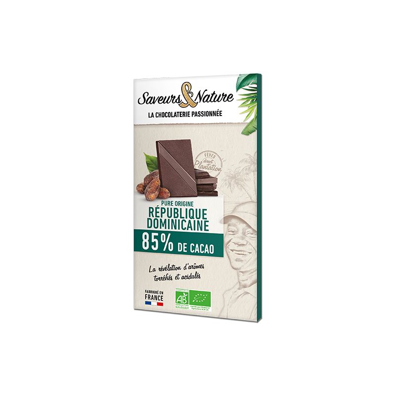 Chocolat noir 85% republique dominicaine 80gr Saveurs et Nature dans votre magasin bio en ligne Etiketbio.eu Chocolat noir 85% republique dominicaine 80gr Saveurs et Nature dans votre magasin bio en ligne Etiketbio.eu