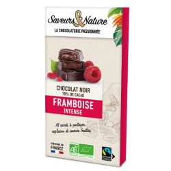 Chocolat noir fourre framboise 80gr Saveurs et Nature  dans votre magasin bio en ligne Etiketbio.eu