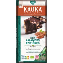 Tablette noir cacao amandes 180gr Kaoka  dans votre magasin bio en ligne Etiketbio.eu