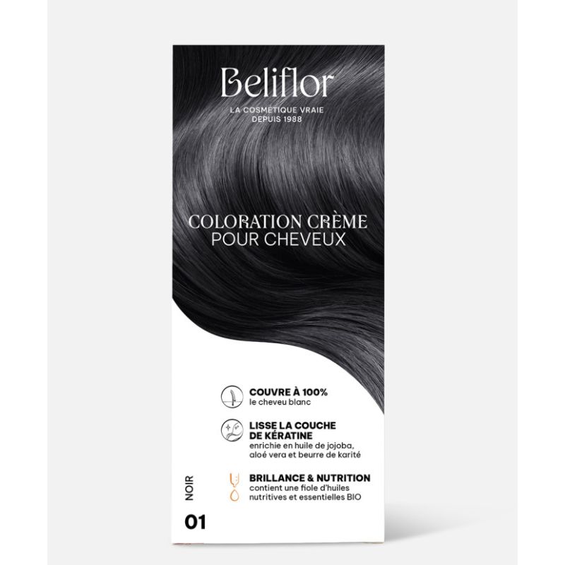 COLORATION CRÈME N°01 NOIR | BELIFLOR | Acheter sur EtiketBio.eu