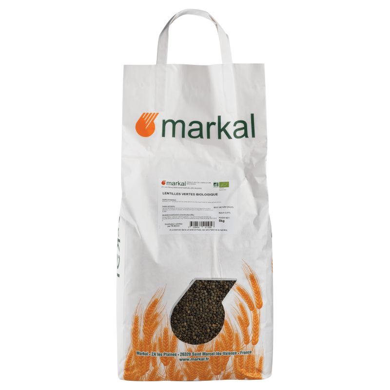 Lentilles vertes 5kg Markal  dans votre magasin bio en ligne Etiketbio.eu
