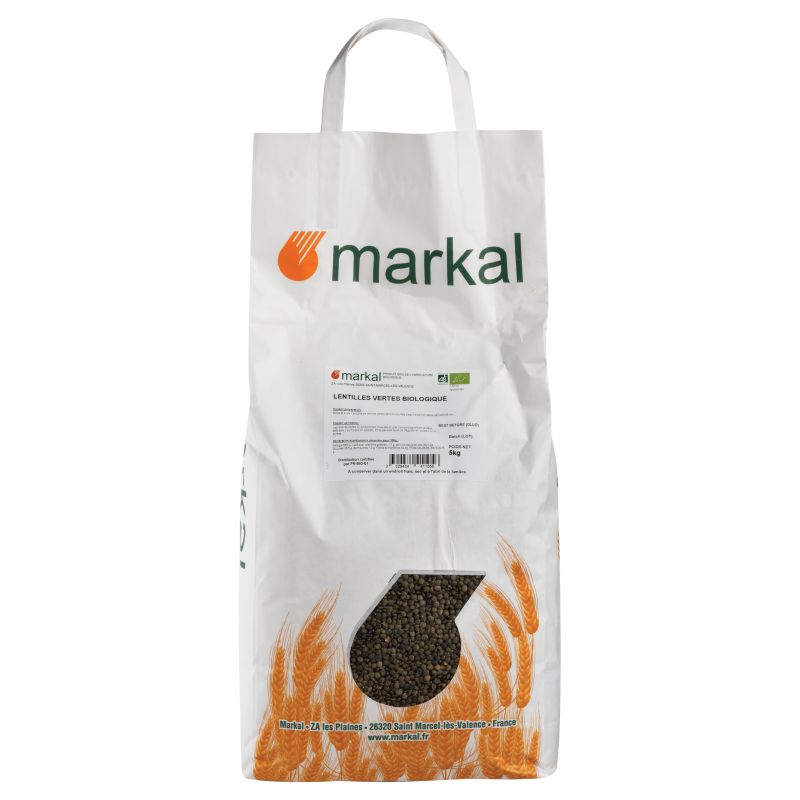 LENTILLES VERTES 5KG | MARKAL | Acheter sur EtiketBio.eu