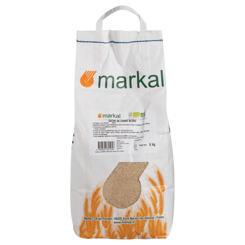 Sucre de canne blond 5kg - Markal Markal  dans votre magasin bio en ligne Etiketbio.eu