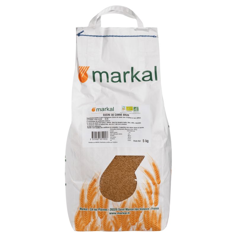 Sucre de canne brun 5kg - Markal Markal  dans votre magasin bio en ligne Etiketbio.eu