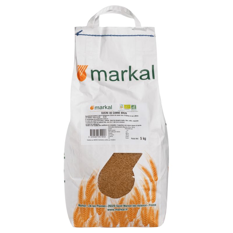 SUCRE DE CANNE BRUN 5KG | MARKAL | Acheter sur EtiketBio.eu