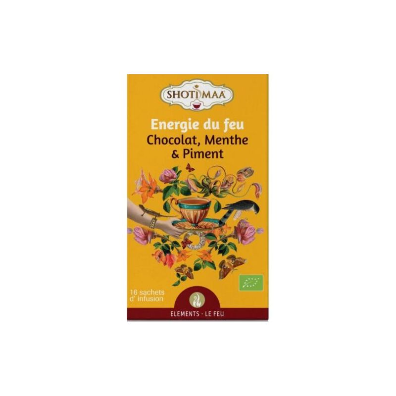 Infusion energie du feu(chocolat menthe piment) x16 Shoti Maa  dans votre magasin bio en ligne Etiketbio.eu