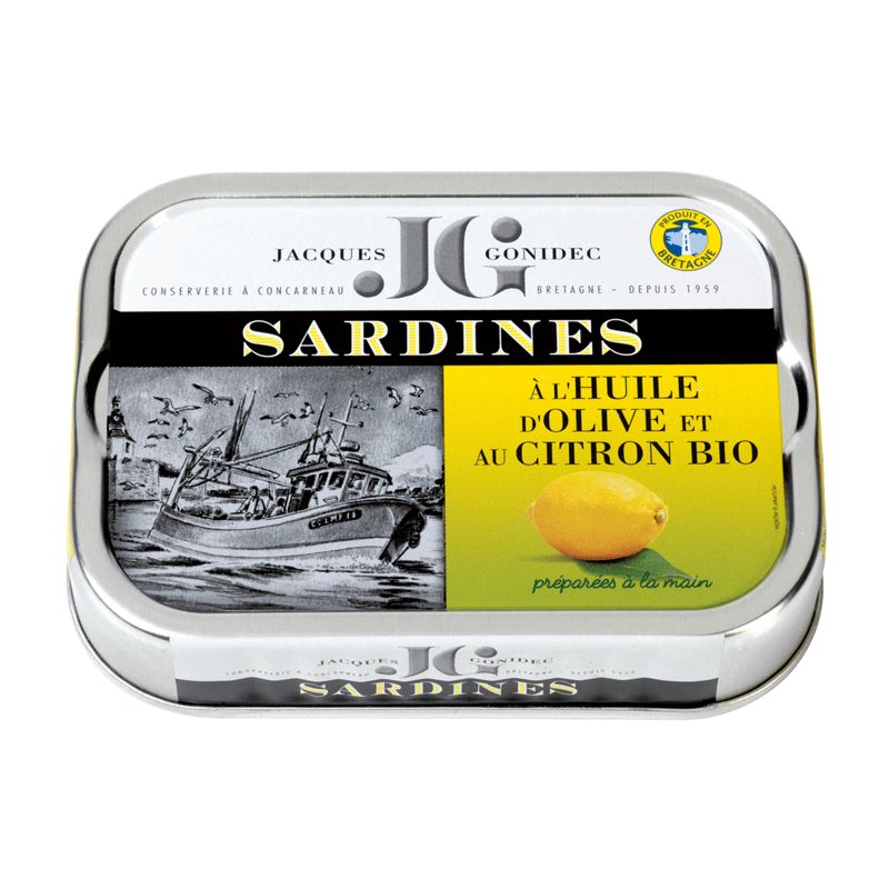 SARDINES AU CITRON A L'HUILE D'OLIVE 115G | JACQUES GONIDEC | Achet...