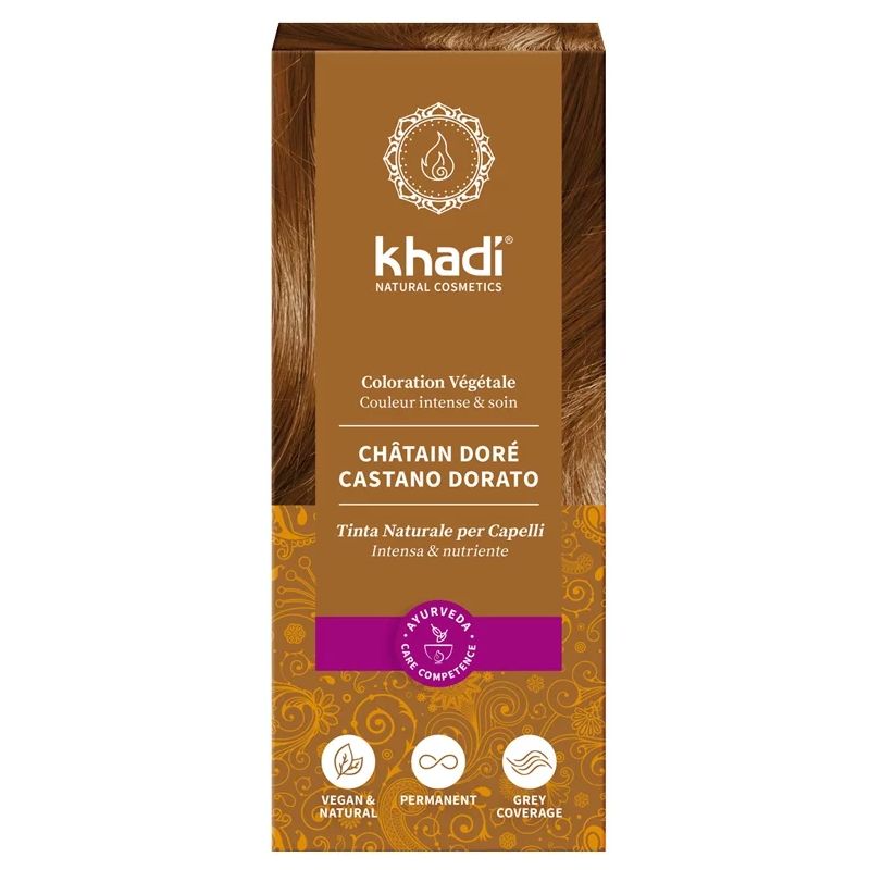COLORATION VÉGÉTALE CHATAIN DORÉ - 100 G KHADI dans votre magasin bio en ligne Etiketbio.eu COLORATION VÉGÉTALE CHATAIN DORÉ - 100 G KHADI dans votre magasin bio en ligne Etiketbio.eu