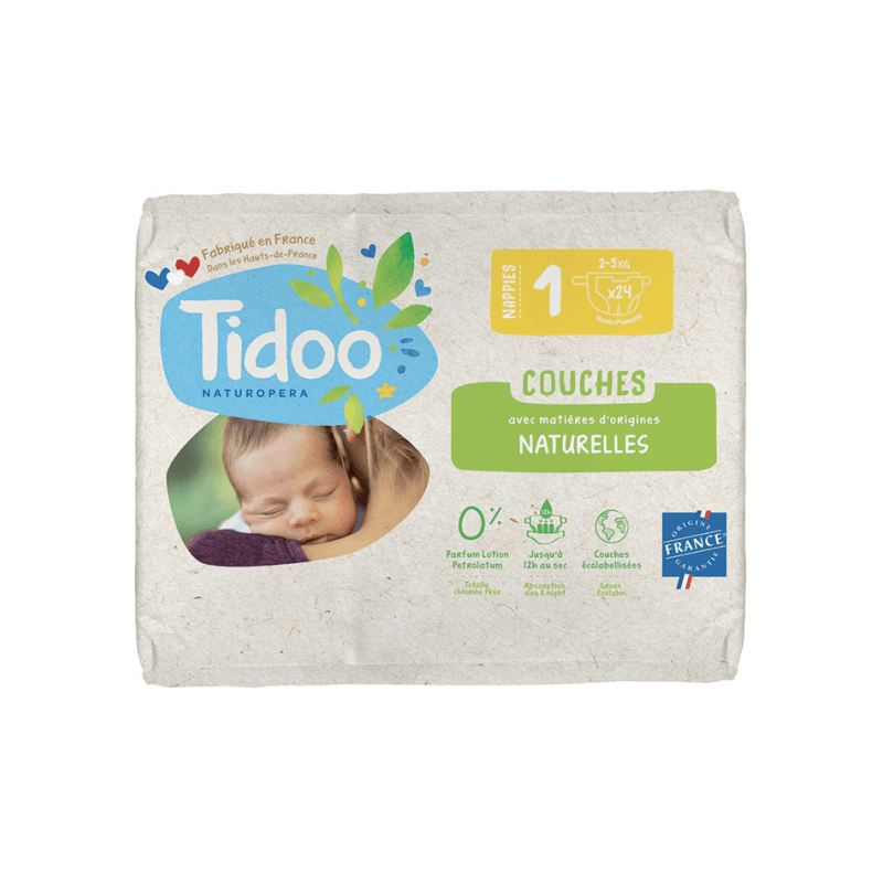 COUCHES NATURELLES T1 2-5KG | TIDOO | Acheter sur EtiketBio.eu