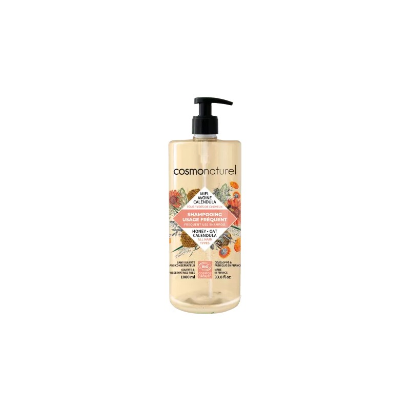 Shampooing usage fréquent miel avoine calendula 1l Cosmo Naturel  dans votre magasin bio en ligne Etiketbio.eu