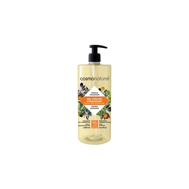 Gel douche dynamisant mandarine orange 1l Cosmo Naturel dans votre magasin bio en ligne Etiketbio.eu Gel douche dynamisant mandarine orange 1l Cosmo Naturel dans votre magasin bio en ligne Etiketbio.eu