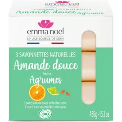 SAVONNETTES AMANDE DOUCE BIO 3X150G EMMA NOEL dans votre magasin bio en ligne Etiketbio.eu